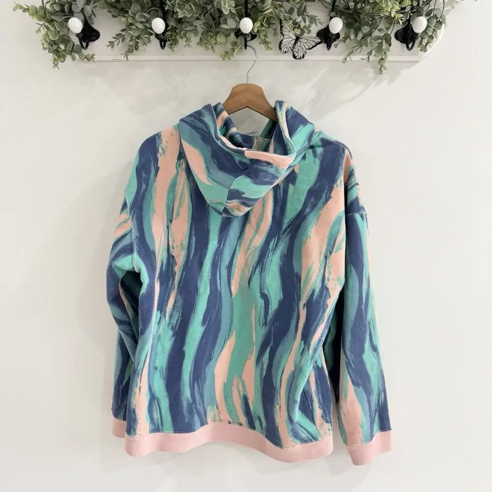 Adidas Original Pullover Hoodie In Vapor Pink And Blue Sm Mens - Picture 2 of 3